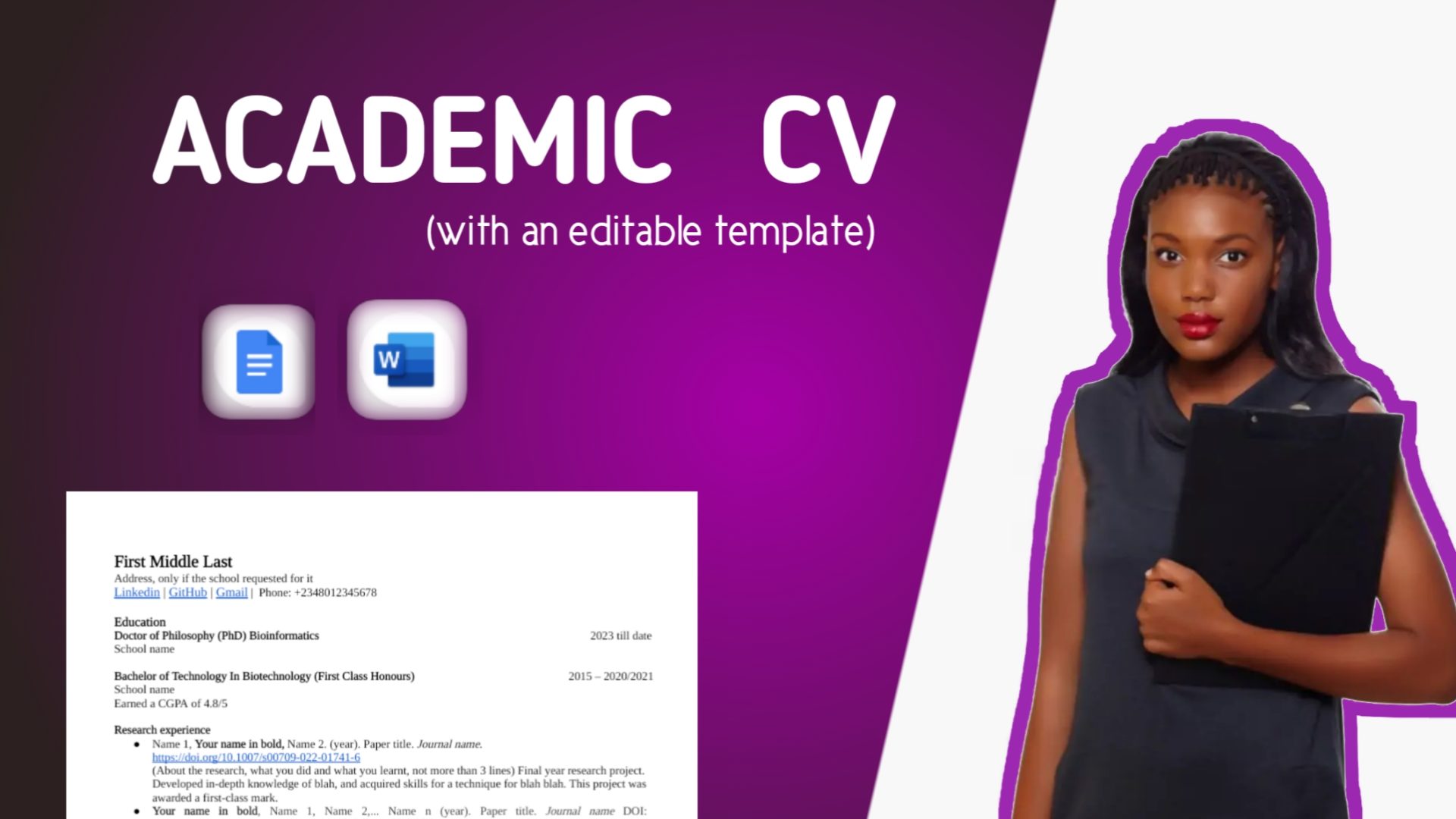 Academic CV with an editable format