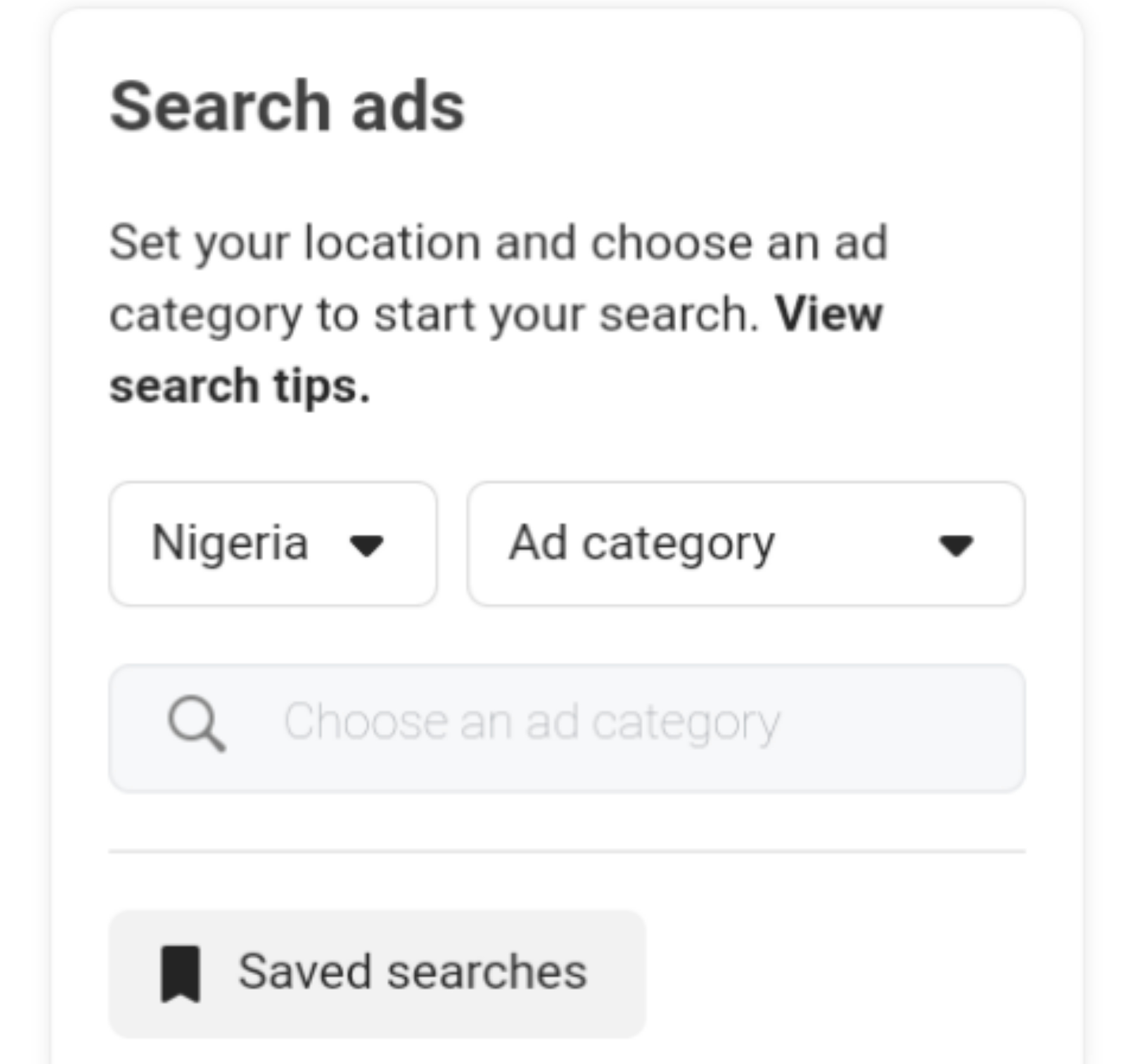 Facebook ad library search bar.
