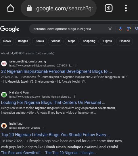 Search results for personal developments blog in Nigeria.